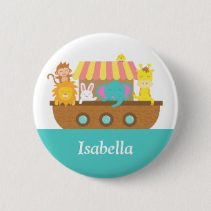 Badge Rond 5 Cm L'arche de Noé, Animaux mignons pour les enfants