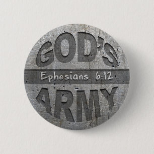 Badge Rond 5 Cm L'armée de Dieu - gris en métal de vers de bible