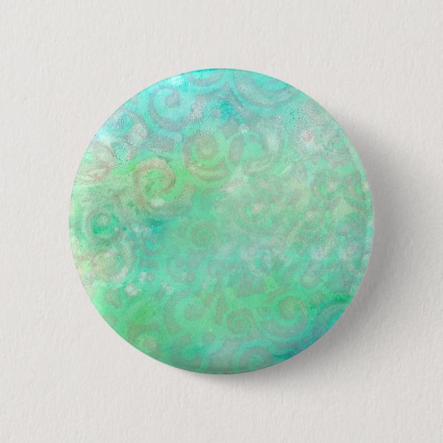 Badge Rond 5 Cm L'art Abstrait bleu et vert (Devant)
