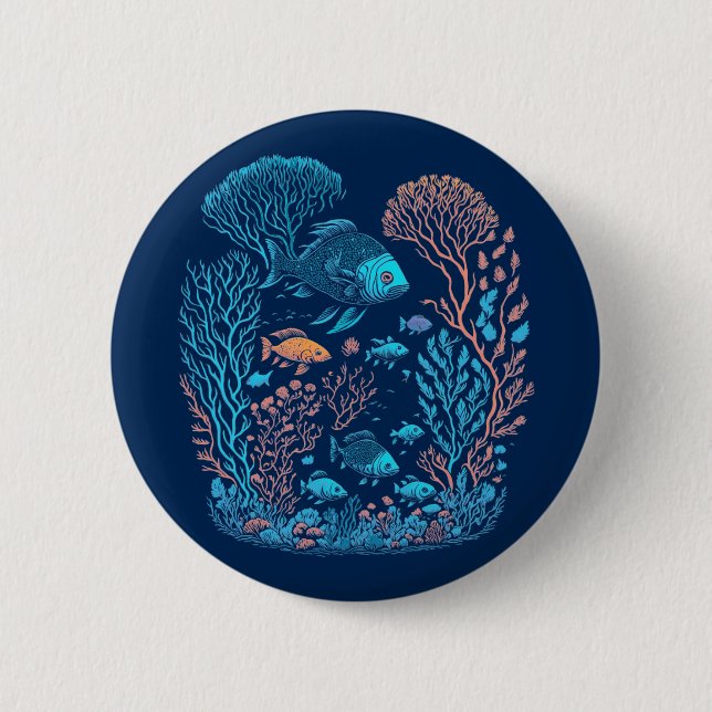 Badge Rond 5 Cm L'art de la barrière de corail (Devant)