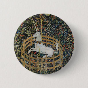 Badge Rond 5 Cm L'art de la licorne médiévale vintage en captivité