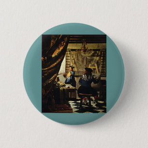 Badge Rond 5 Cm L'art de la peinture de Johannes Vermeer vers 1668