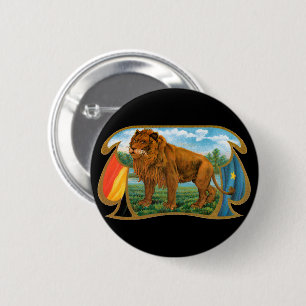 Badge Rond 5 Cm L'art des étiquettes de cigares vintage, Lion, Roi