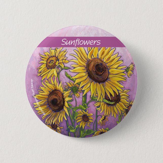 Badge Rond 5 Cm L'art des tournesols jaunes (Devant)
