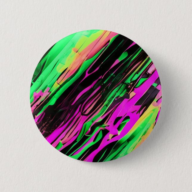 Badge Rond 5 Cm L'art du tourbillon vert et violet (Devant)