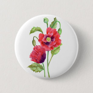 Badge Rond 5 Cm L'art floral des Papes rouges