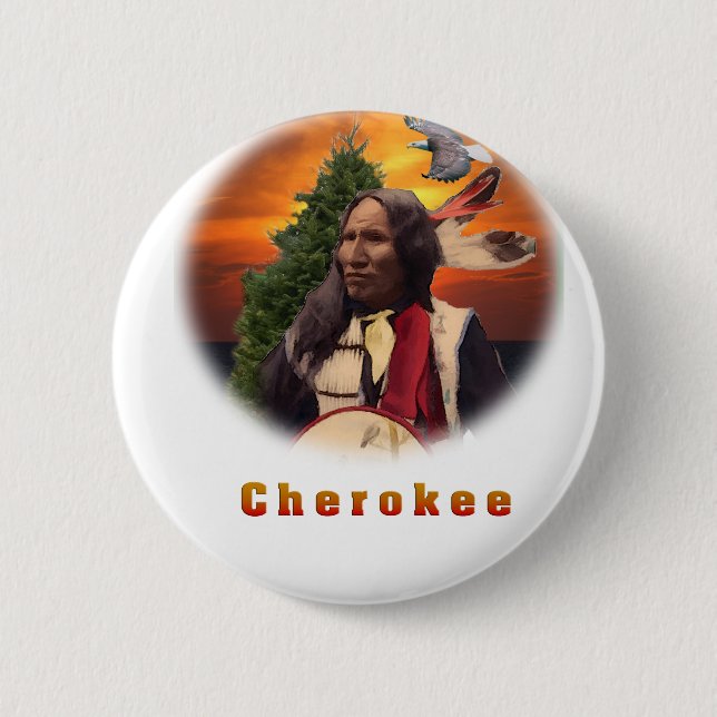 Badge Rond 5 Cm L'art indien Cherokee (Devant)