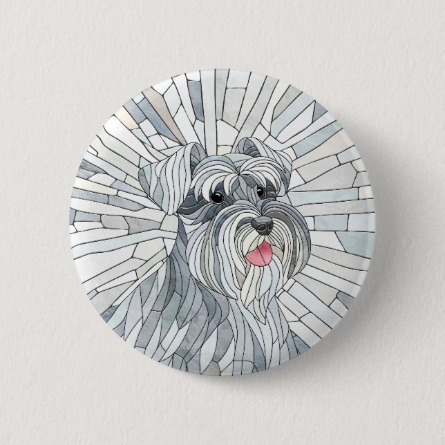 Badge Rond 5 Cm L'art mosaïque de Schnauzer miniature (Devant)