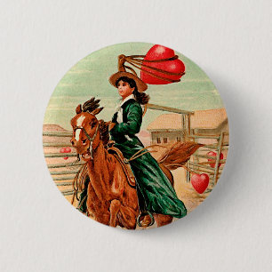 Badge Rond 5 Cm Lasso mon cœur Saint-Valentin vintage