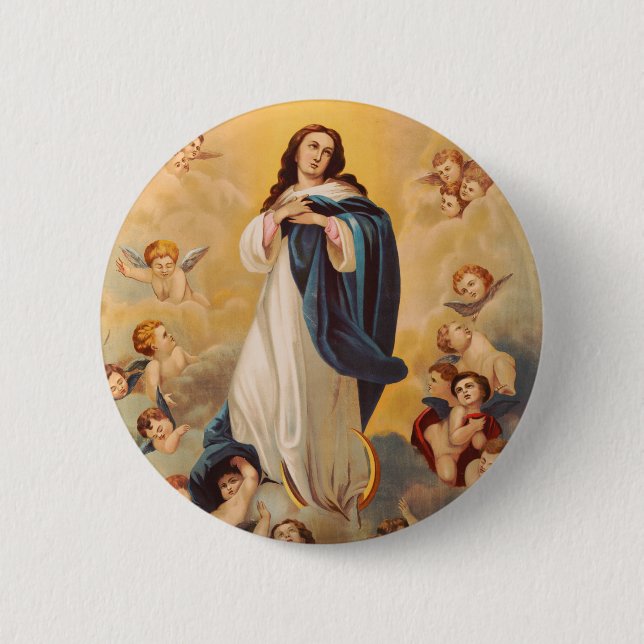 Badge Rond 5 Cm L'Assomption de la Vierge Marie (Devant)
