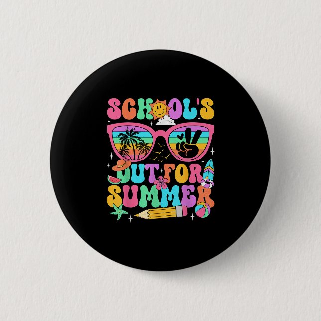 Badge Rond 5 Cm Last Day Of School Teacher (Devant)