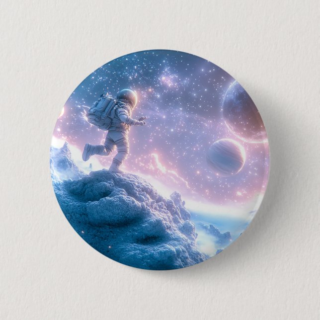 Badge Rond 5 Cm L'astronaute en saut (Devant)