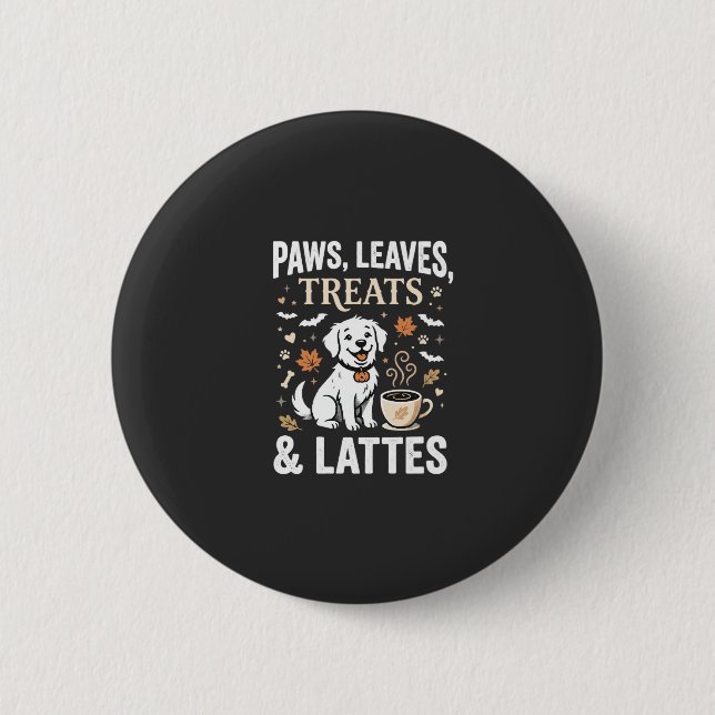 Badge Rond 5 Cm Latté Chute de Chien Halloween (Devant)