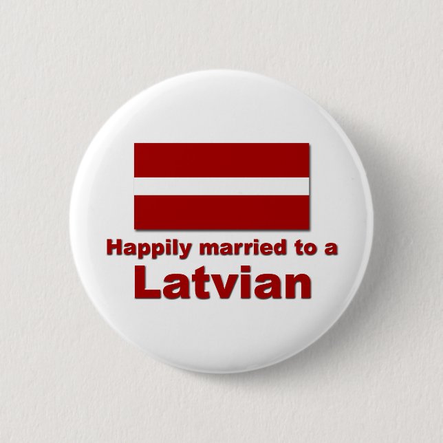 Badge Rond 5 Cm Latvian heureusement marié (Devant)