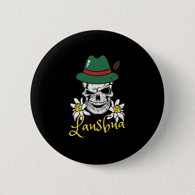 Badge Rond 5 Cm Lausbua Bavaria Crâne Costumes bavarois (Devant)
