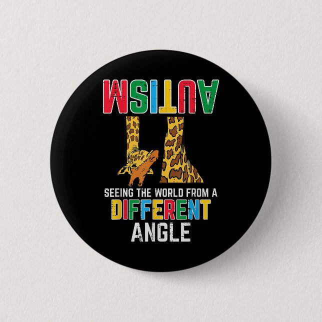 Badge Rond 5 Cm L'autisme de la girafe à la vue d'un monde différe (Devant)