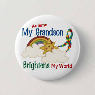 Badge Rond 5 Cm L'autisme ÉCLAIRE MON petit-fils du MONDE 1