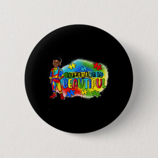 Badge Rond 5 Cm L'Autisme Enfant Noir Différent Est Beau Autisme A