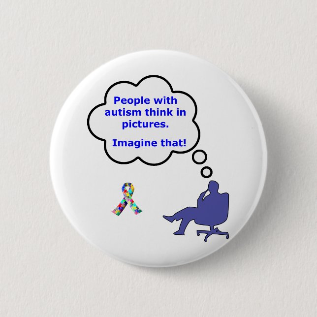 Badge Rond 5 Cm L'autisme/pensent dans les images (Devant)