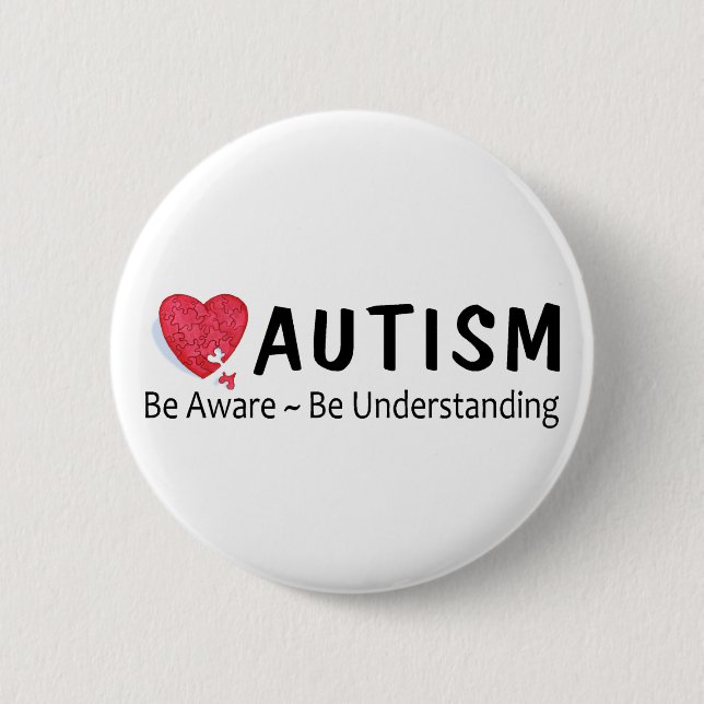 Badge Rond 5 Cm L'autisme se rende compte comprenne (Devant)