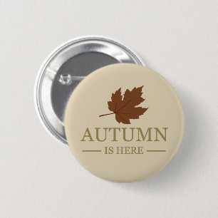 Badge Rond 5 Cm L'automne est là aquarelle feuilles automne