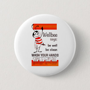 Badge Rond 5 Cm LAVAGE de CDC de Wellbee VOTRE affiche de