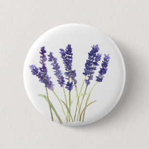 Badge Rond 5 Cm Lavande fleurs florales rustique violet aquarelle