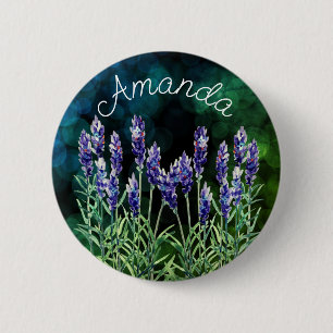 Badge Rond 5 Cm Lavande peinte avec aquarelles
