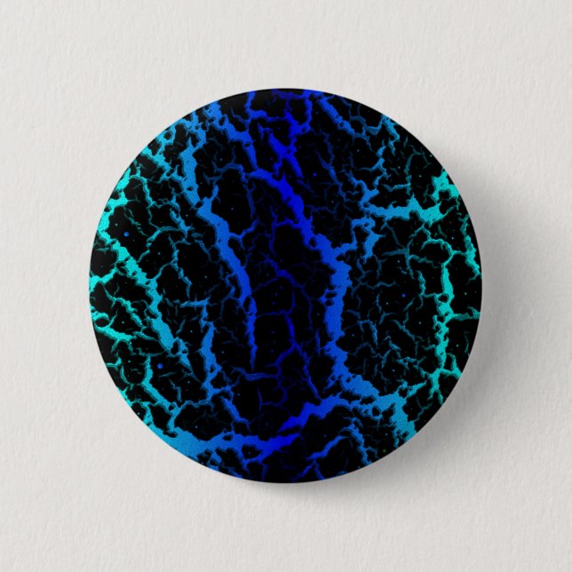Badge Rond 5 Cm Lave de l'espace fissuré - Cyan/Bleu (Devant)