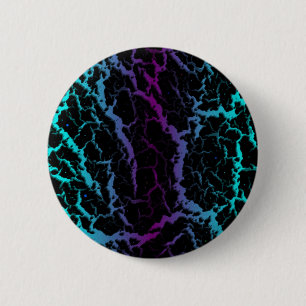 Badge Rond 5 Cm Lave de l'espace fissuré - cyan/pourpre