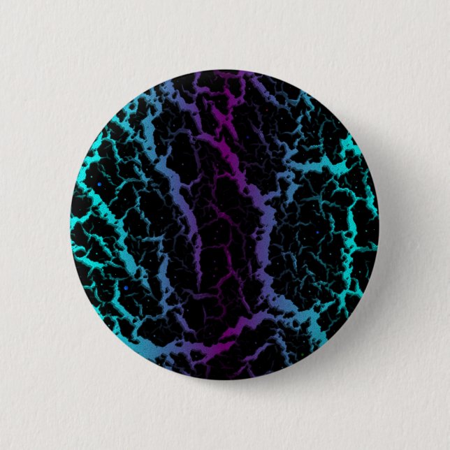 Badge Rond 5 Cm Lave de l'espace fissuré - cyan/pourpre (Devant)