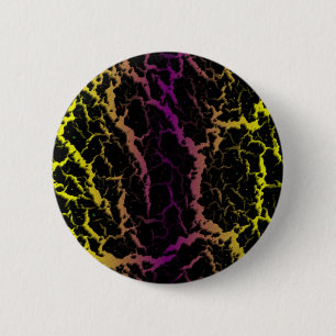 Badge Rond 5 Cm Lave de l'espace fissuré - Jaune/Violet