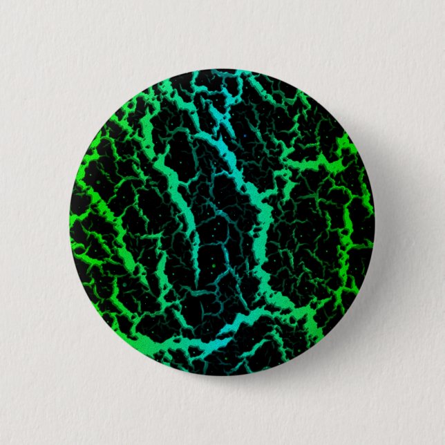 Badge Rond 5 Cm Lave de l'espace fissuré - Vert/Cyan (Devant)
