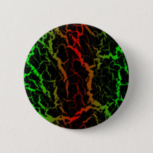 Badge Rond 5 Cm Lave de l'espace fissuré - Vert/Rouge