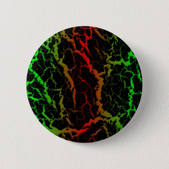 Badge Rond 5 Cm Lave de l'espace fissuré - Vert/Rouge (Devant)
