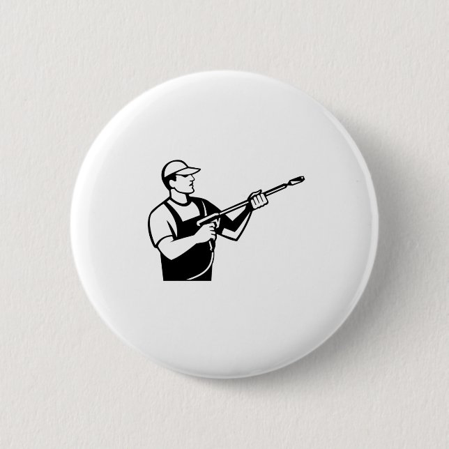 Badge Rond 5 Cm Lave-linge avec lave-linge à pression de l'eau (Devant)