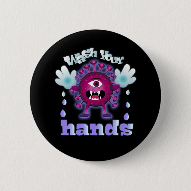 Badge Rond 5 Cm Lave-toi les mains (Devant)