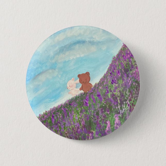 Badge Rond 5 Cm Lavender Field of Memories (Devant)
