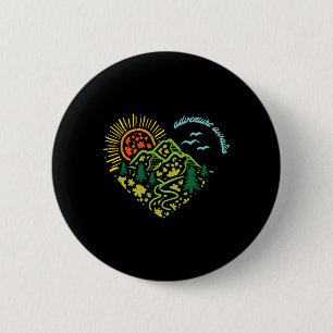 Badge Rond 5 Cm L'aventure Attend Montagnes Soleil Camping Randonn