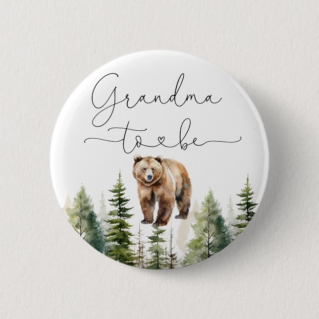 Badge Rond 5 Cm L'aventure attend ours baby shower grand-mère pour (Devant)