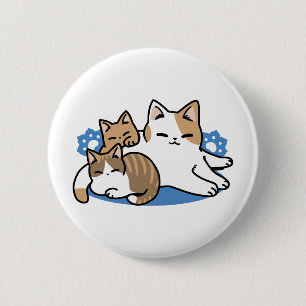 Badge Rond 5 Cm Laze Furr Days - Cute Lazy Cats Design