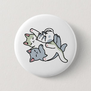 Badge Rond 5 Cm Laze Furr Days - Cute Lazy Cats Design