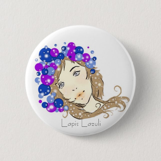 Badge Rond 5 Cm Lazulite de Lapis (Devant)