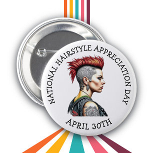 Badge Rond 5 Cm Le 30 avril est le Jour de l'Appréciation Coiffure