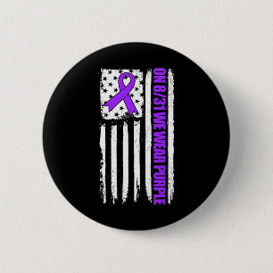 Badge Rond 5 Cm Le 31 août, nous portons du violet Drapeau américa