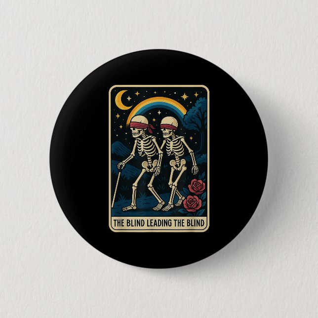 Badge Rond 5 Cm Le Aveugle Menant À L'Aveugle Drôle Carte Tarot Sk (Devant)
