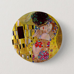 Badge Rond 5 Cm Le baiser de Gustav Klimt, Art Nouveau Vintage