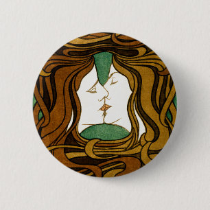 Badge Rond 5 Cm Le Baiser Peter Behrens Art Nouveau Art Ancien