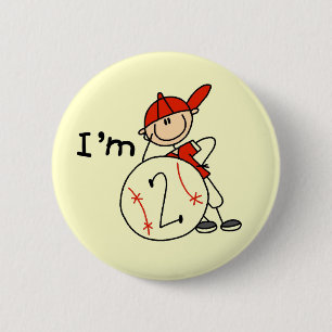 Badge Rond 5 Cm Le base-ball du garçon je suis 2 T-shirts et