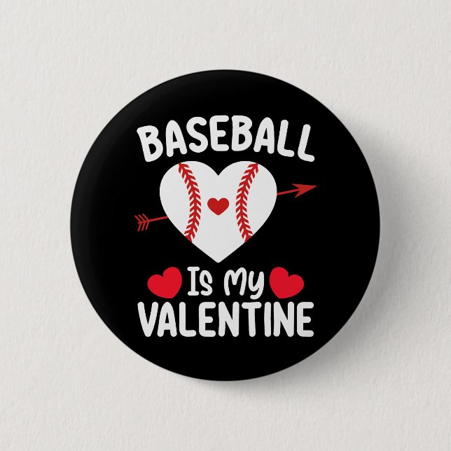Badge Rond 5 Cm Le Baseball Est Mon Sport De La Saint Valentin (Devant)